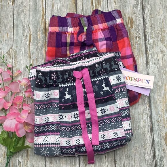 Women's Cozy Comfy Print Flannel Sleep Pajama Lounge Pants 2-Pack Size XS - Picture 1 of 13